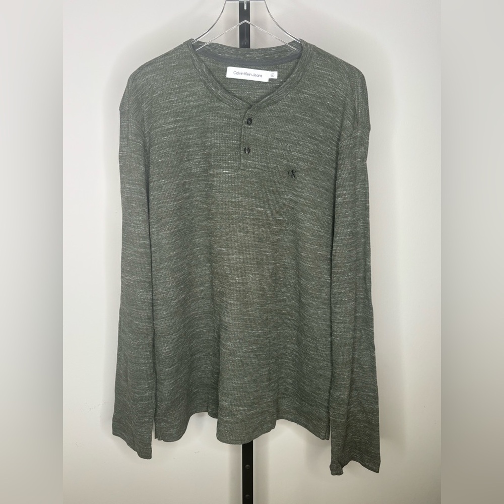 Calvin Klein Men's Olive Long Sleeve Henley NWOT
